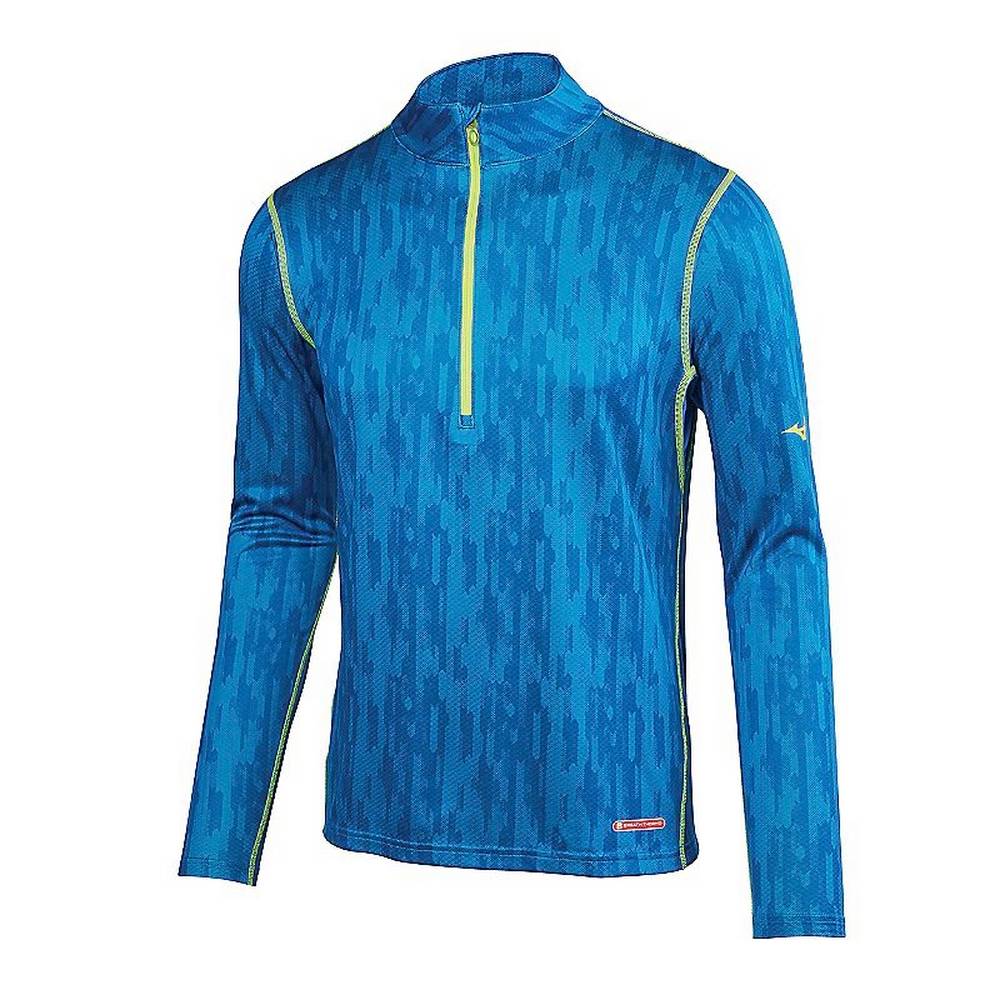 Base Layer Mizuno Breath Thermo Half Zip Hombre Azules/Amarillo Comprar PTRF-78126